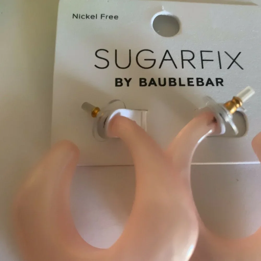 Sugarfix Earrings Blush Pink Retro Hoops Resin New